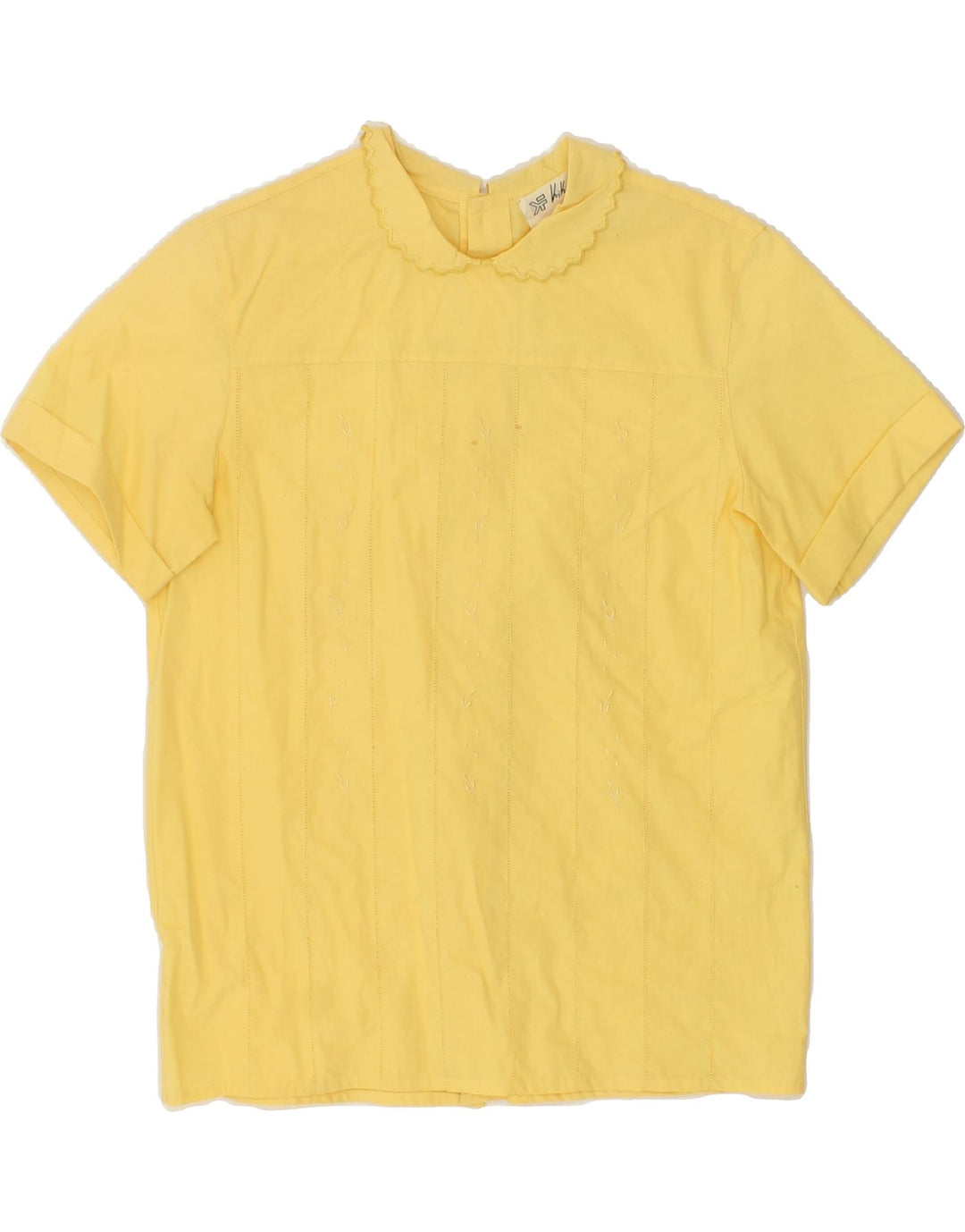 VINTAGE Womens Short Sleeve Shirt Blouse IT 42 Medium Yellow Cotton Vintage Vintage and Second-Hand Vintage from Messina Hembry 