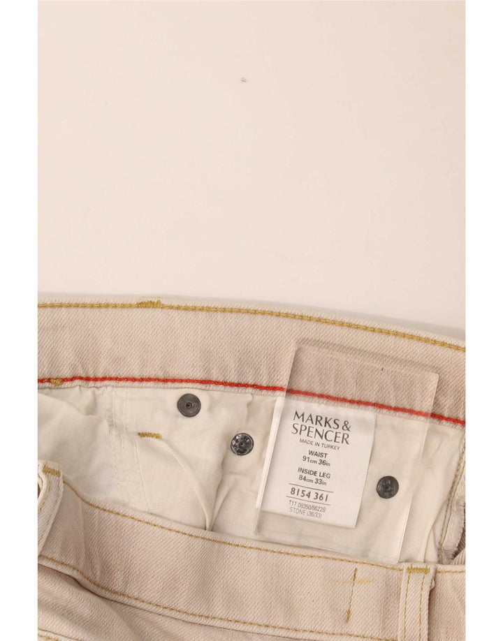 Blugi drepte pentru bărbați Marks & Spencer W36 L33 bumbac bej