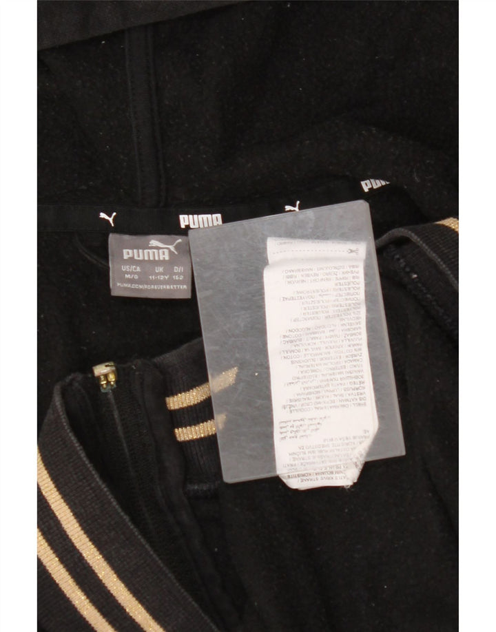 Pulover PUMA pentru băieți, cu fermoar, 11-12 ani, bumbac negru