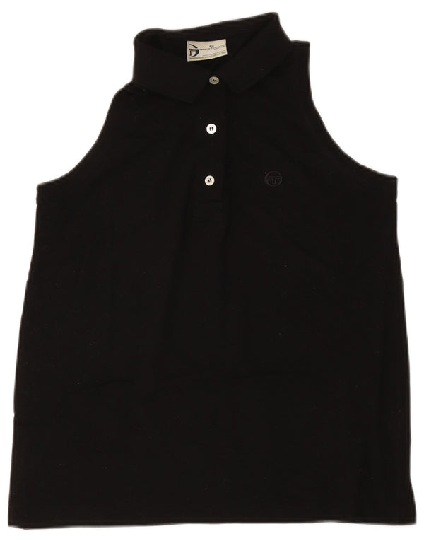 Sergio Tacchini Tricou polo fără mâneci pentru femei UK 12 Bumbac mediu negru