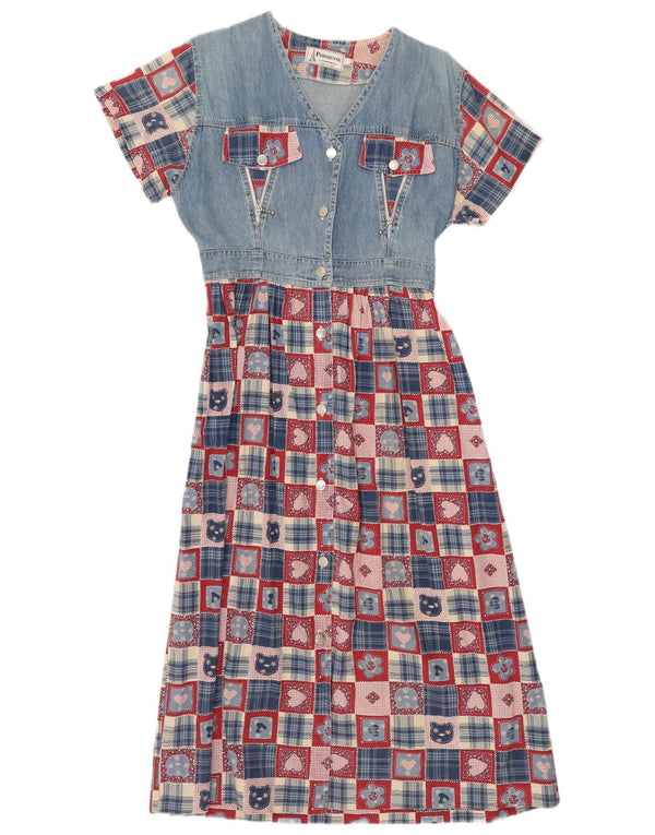 Rochie vintage pentru femei în linie A UK 14, mare, albastru, mozaic