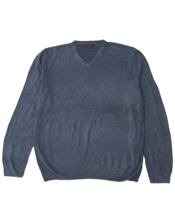 Pulover pentru bărbați Marks & Spencer, cu decolteu în V, 3XL, albastru acrilic
