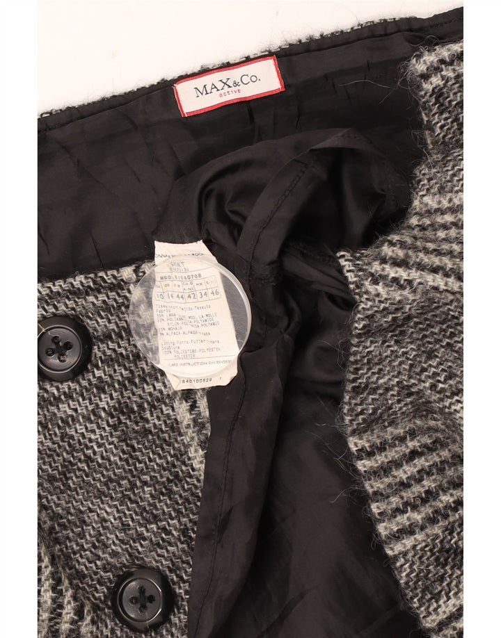 Max & Co. Fusta Mini Wrap pentru femei UK 14 Large W34 Grey Check Wool