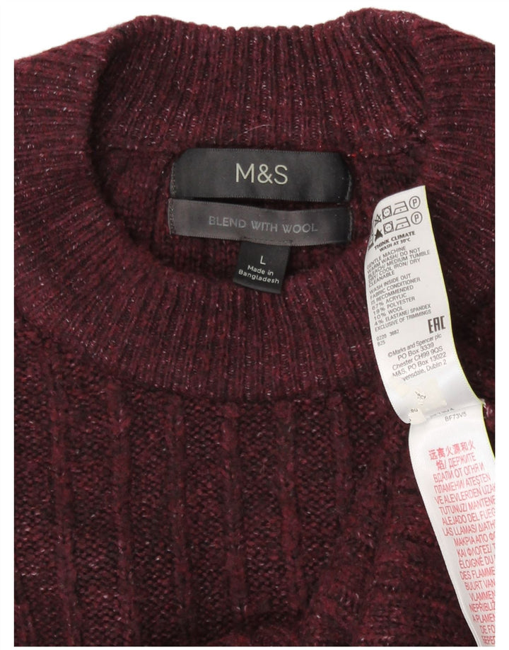 Pulover pentru bărbați Marks & Spencer, cu gât roșu, mare, burgundă