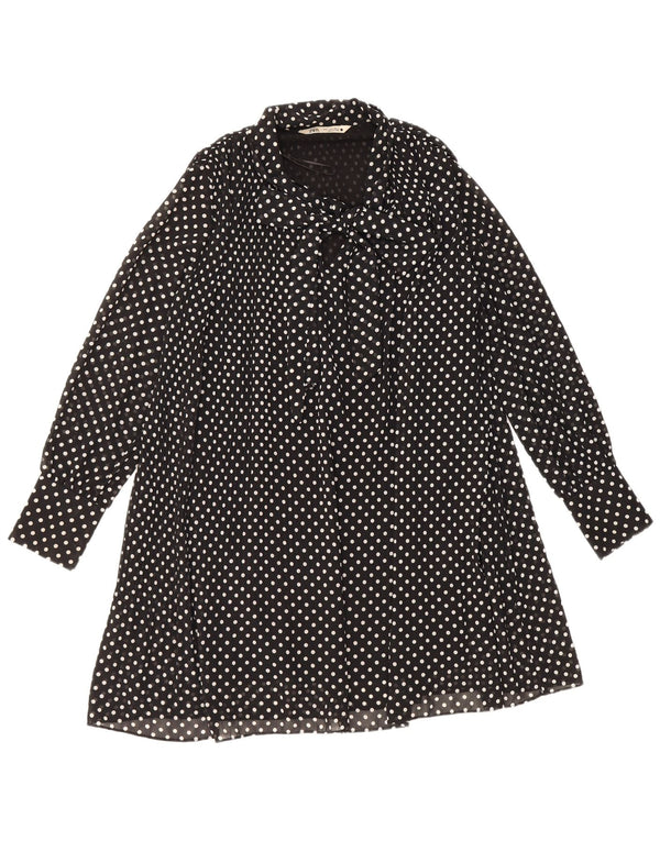 Rochie în formă de A cu mânecă lungă pentru femei Zara UK 14 Medium Black Polka Dot