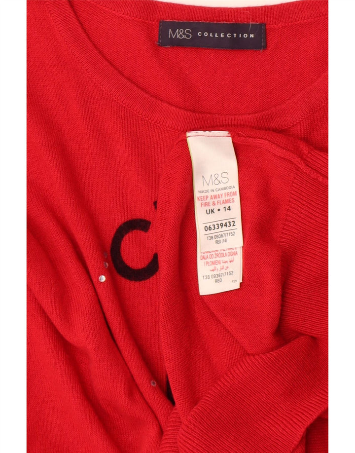 Marks & Spencer Pulover cu decolteu rotund cu grafic pentru femei UK 14 Medium Red