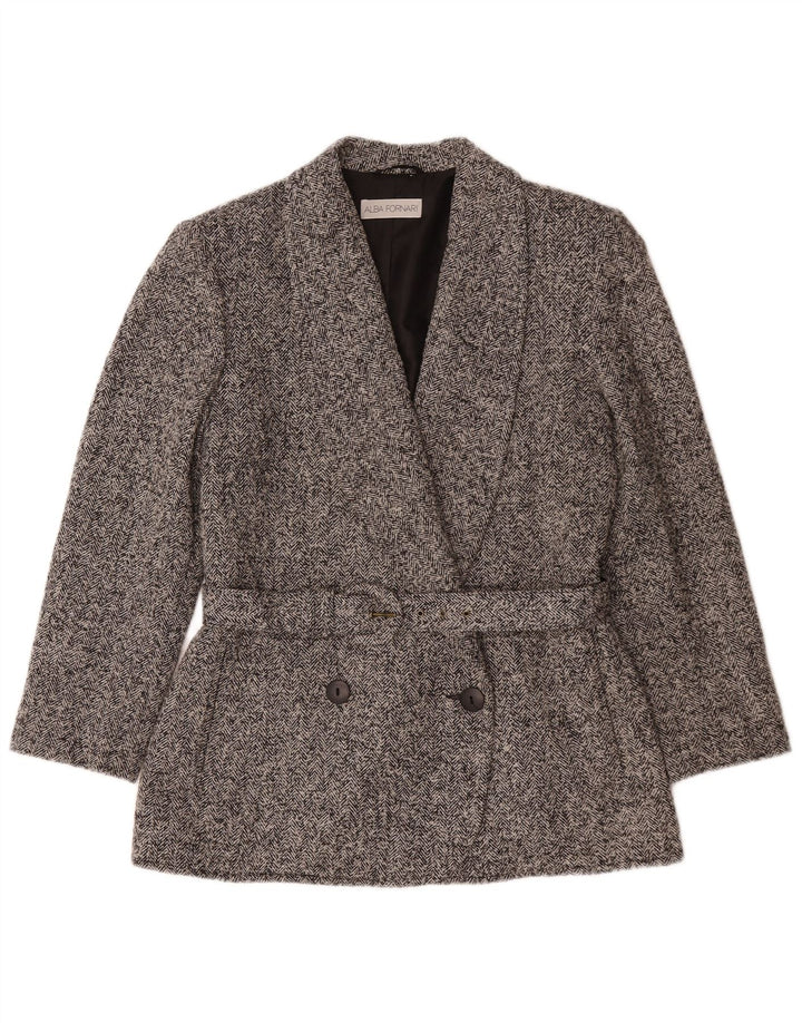 Alba Fornari Blazer Femei Blazer Jacket IT 46 Large Grey Herringbone