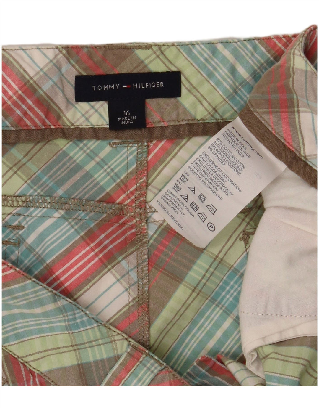 TOMMY HILFIGER Fusta dreaptă pentru fete 15-16 ani W28, carouri multicolore