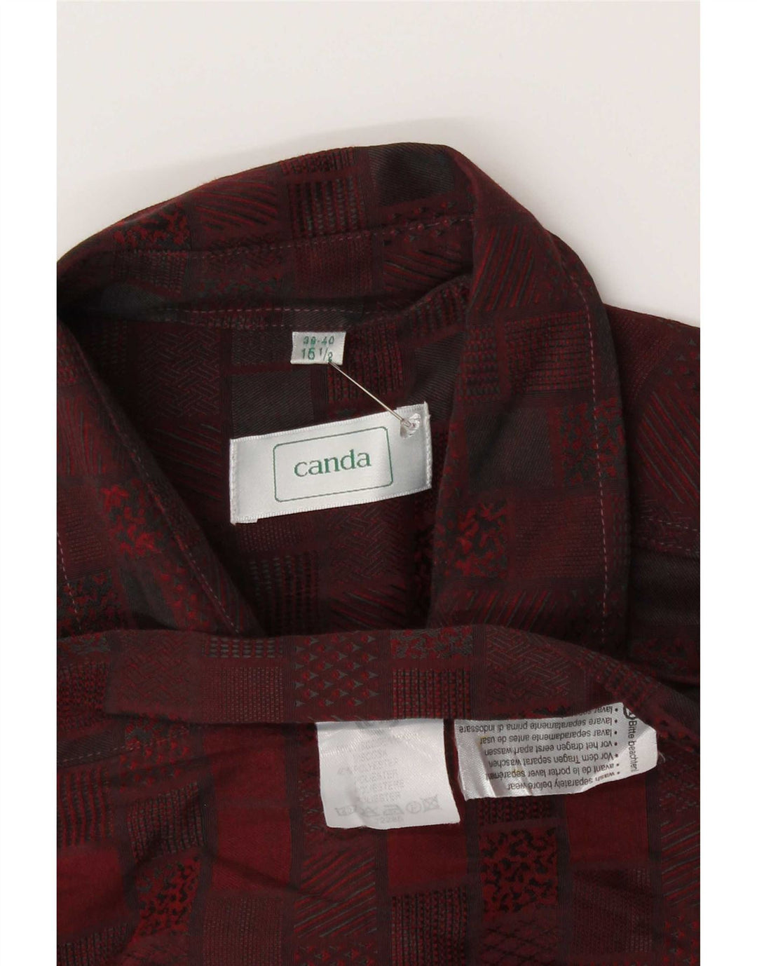 Cămașă pentru bărbați Canda Mărimea 39/40 Viscoză Geometrică Burgundy Medie