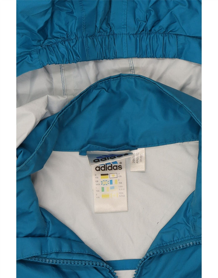 ADIDAS Mens Hooded Rain Jacket UK 34/36 Small Blue Nylon Vintage Adidas and Second-Hand Adidas from Messina Hembry 