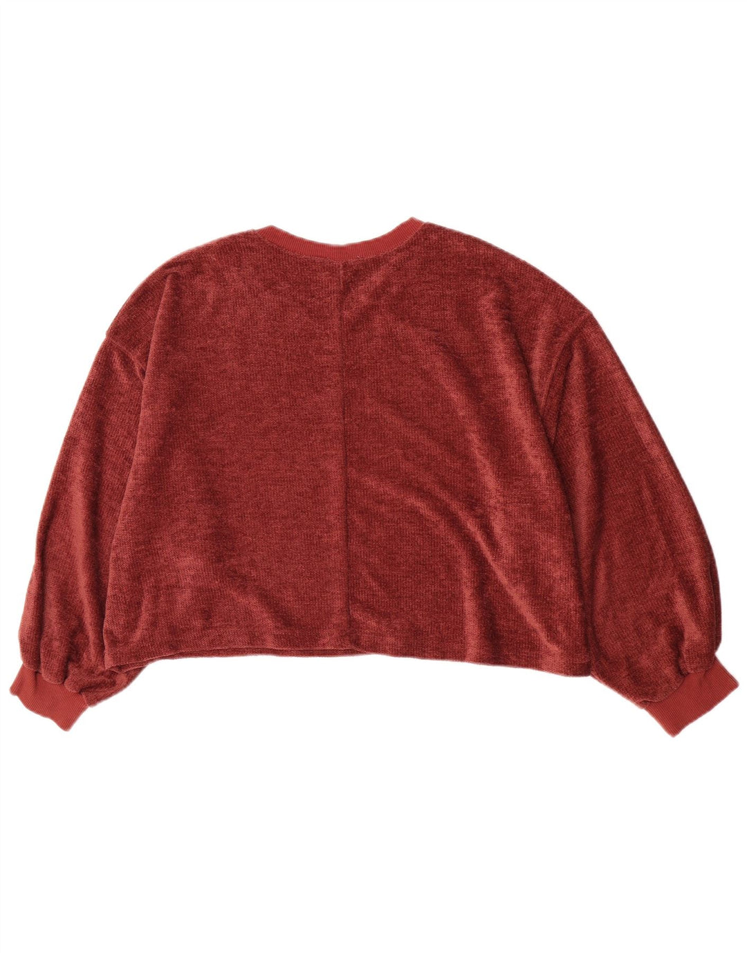 Pulover oversize din Velour Crop Zara pentru femei UK 14 Burgundy mediu