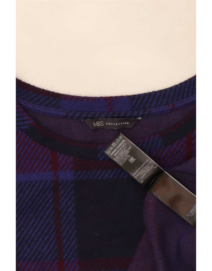 Top pentru femei Marks & Spencer cu mânecă lungă UK 14 mare, albastru bleumarin, carouri