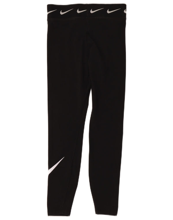 Leggings crop grafic Nike pentru femei UK 12, bumbac mediu negru