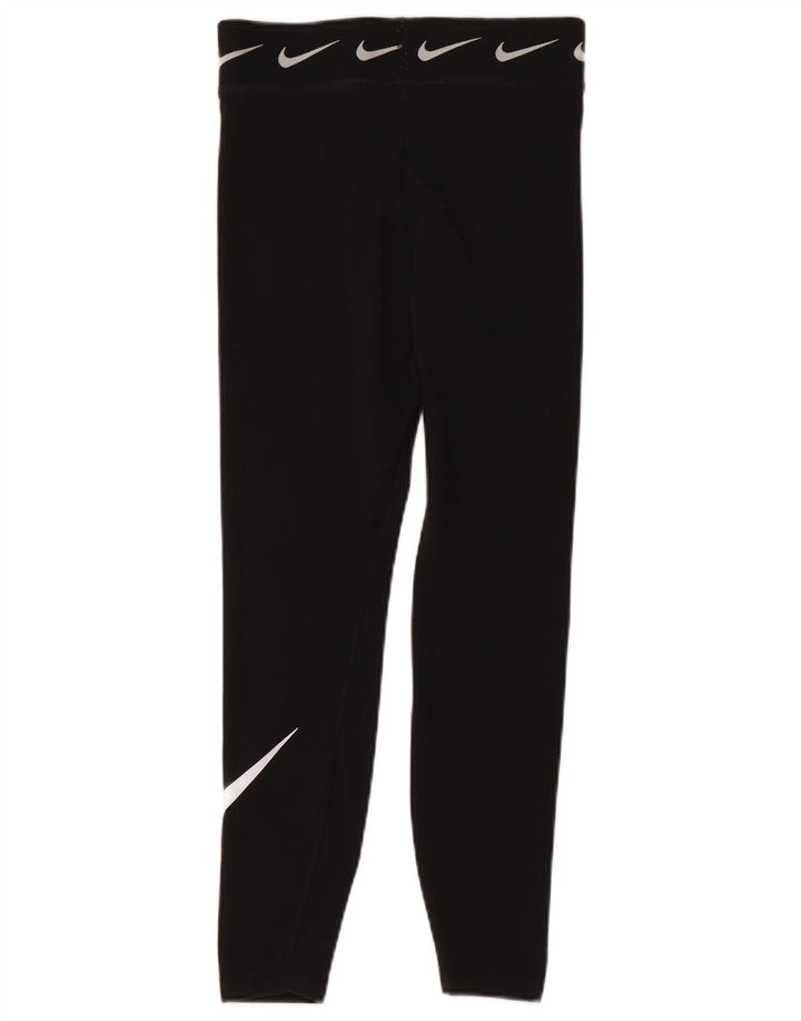 Leggings crop grafic Nike pentru femei UK 12, bumbac mediu negru