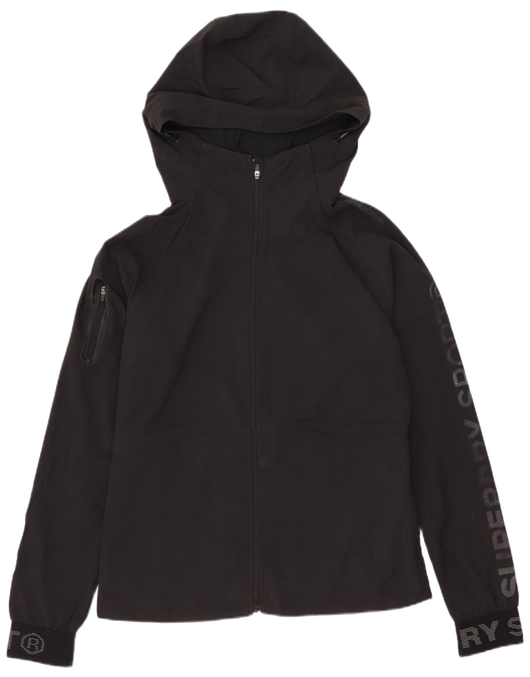 Jachetă de vânt cu glugă Superdry pentru femei UK 8 Poliester negru mic