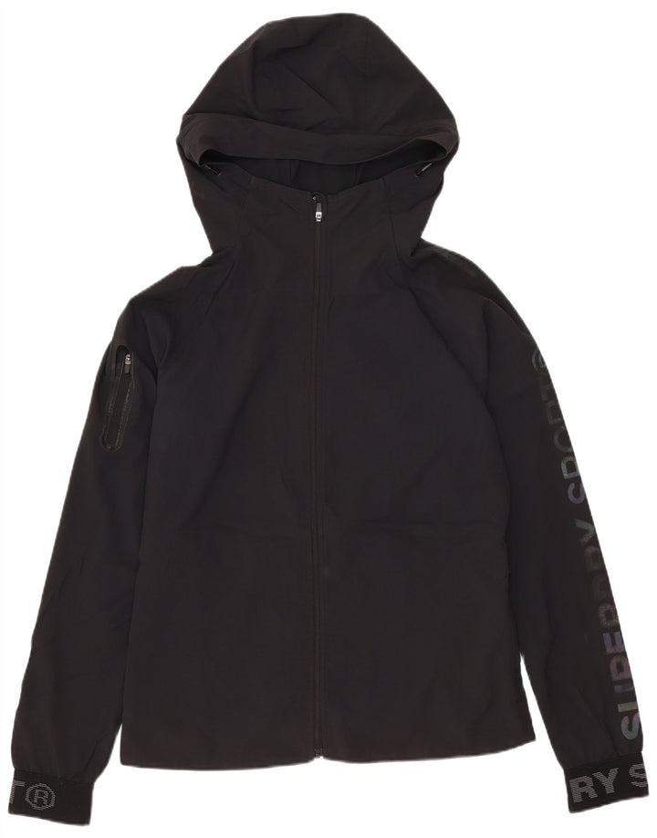Jachetă de vânt cu glugă Superdry pentru femei UK 8 Poliester negru mic