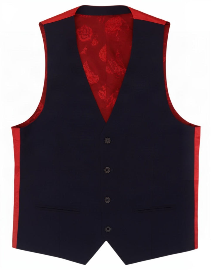 Vestă pentru bărbați Ted Baker, cu 4 nasturi, UK 36, lână color bloc, albastru marin mic