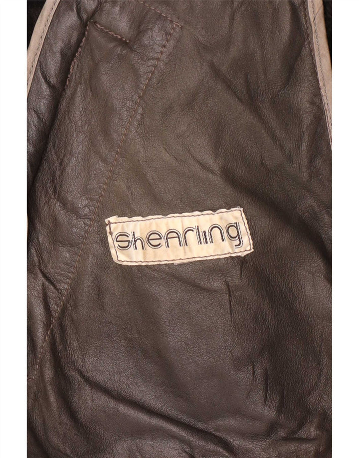 Jachetă vintage pentru bărbați din shearling UK 40 mare maro