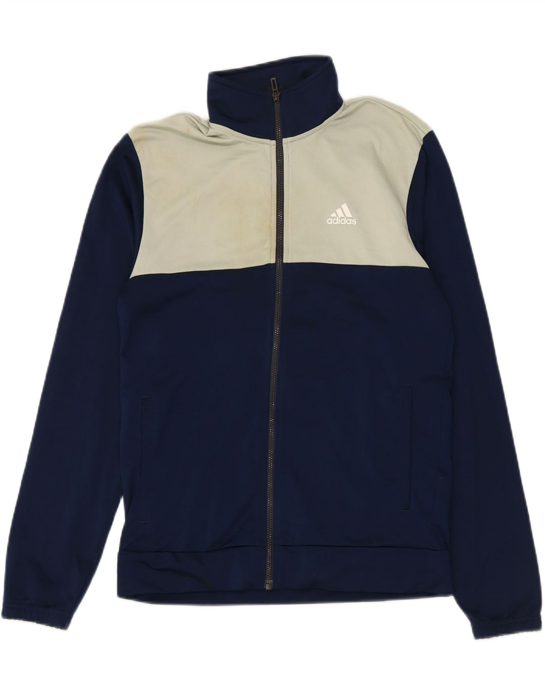ADIDAS Mens Tracksuit Top Jacket UK 38/40 Medium Navy Blue Colourblock Vintage Adidas and Second-Hand Adidas from Messina Hembry 