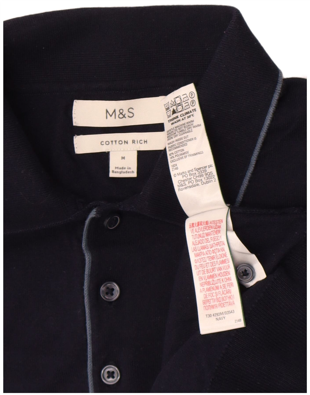 Tricou polo pentru bărbați Marks & Spencer, bumbac, albastru bleumarin mediu