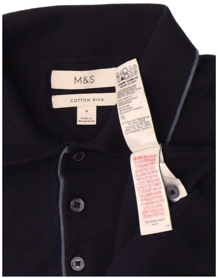 Tricou polo pentru bărbați Marks & Spencer, bumbac, albastru bleumarin mediu