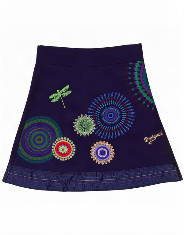 Fusta A-Line Desigual Womens Small W27 Bleumarin Geometric Bumbac