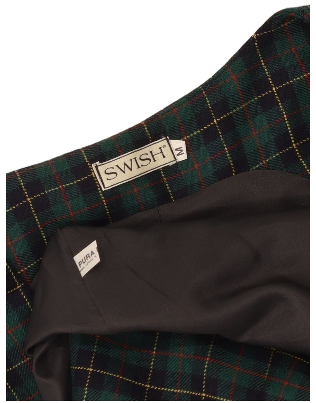 Rochie Swish pentru damă, UK 12 Medium Green Check Wool
