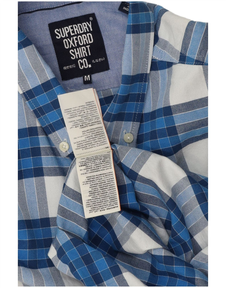 Cămașă cu mânecă scurtă pentru bărbați Superdry, bumbac cu carouri albastru mediu