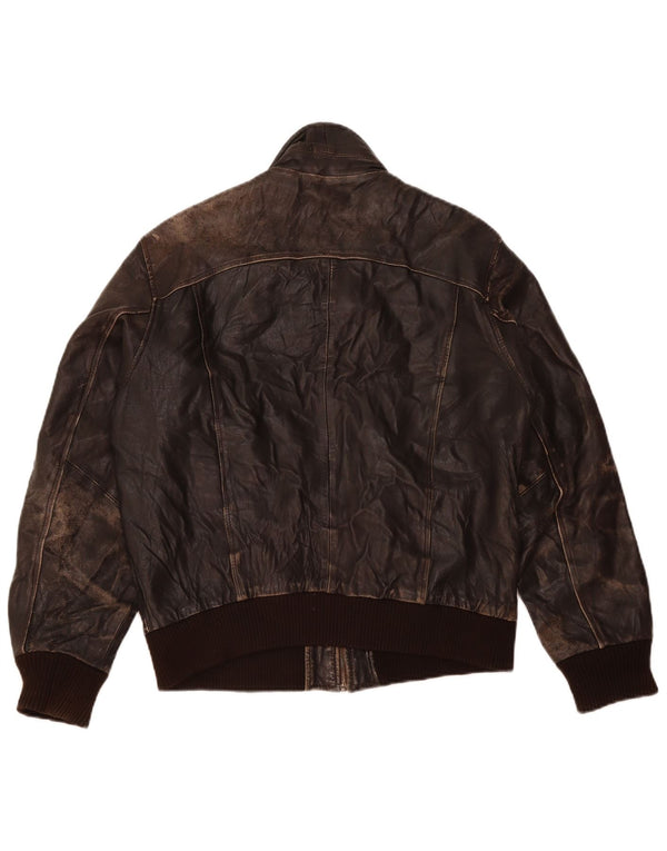 Jachetă de piele pentru femei VINTAGE UK 18 XL din piele maro