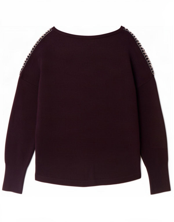 Pulover Oasis pentru femei, supradimensionat, cu gât de barca, UK 14, viscoză violet mediu