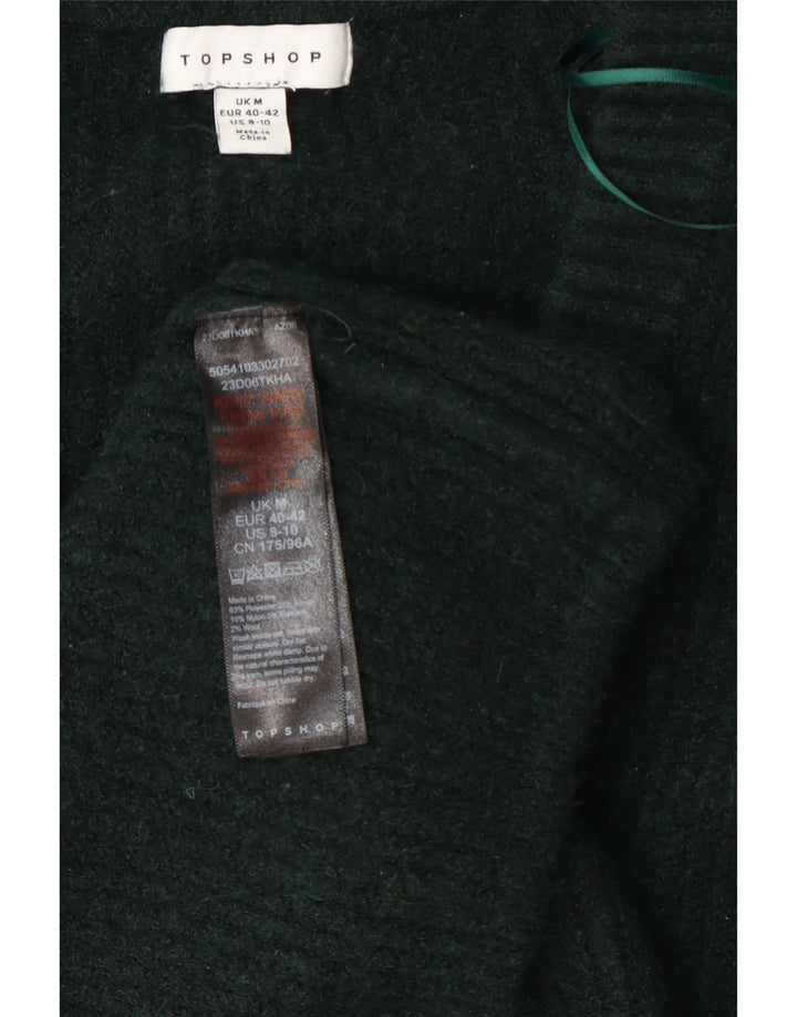 Pulover Topshop pentru femei cu paragate cu decolteu în V UK 14 Poliester verde mediu
