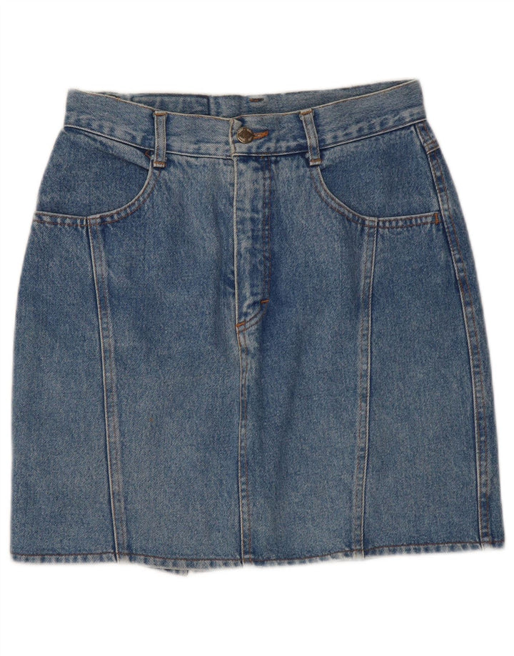 Fusta mini denim vintage pentru femei W29 bumbac albastru mediu