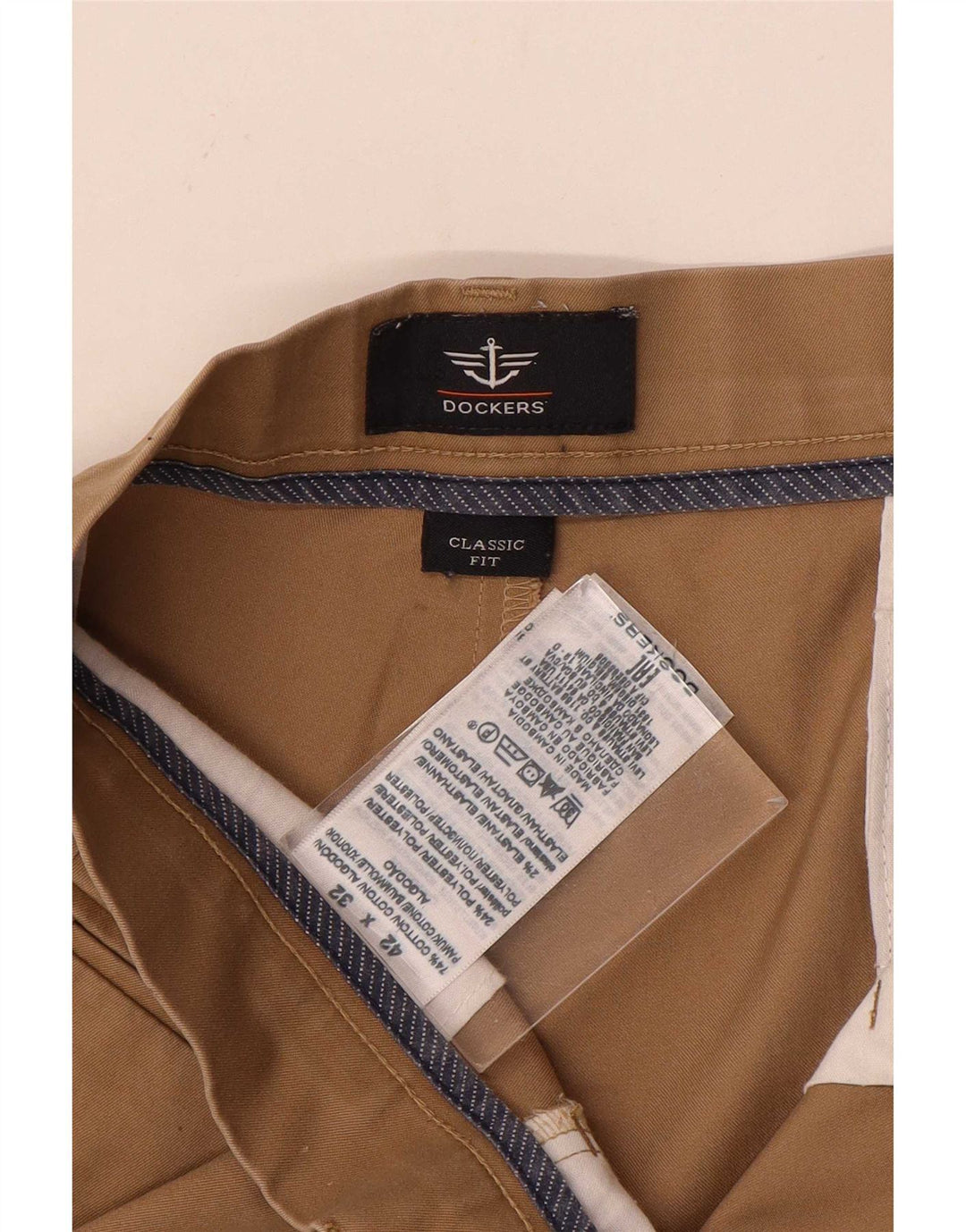 Pantaloni chino Dockers pentru bărbați, cu ajustare clasică, L42 L32, poliester bej
