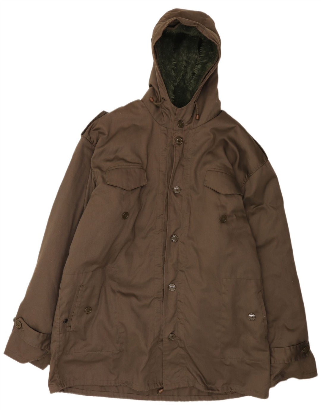 Jachetă parka cu glugă vintage pentru bărbați IT 62 6XL maro