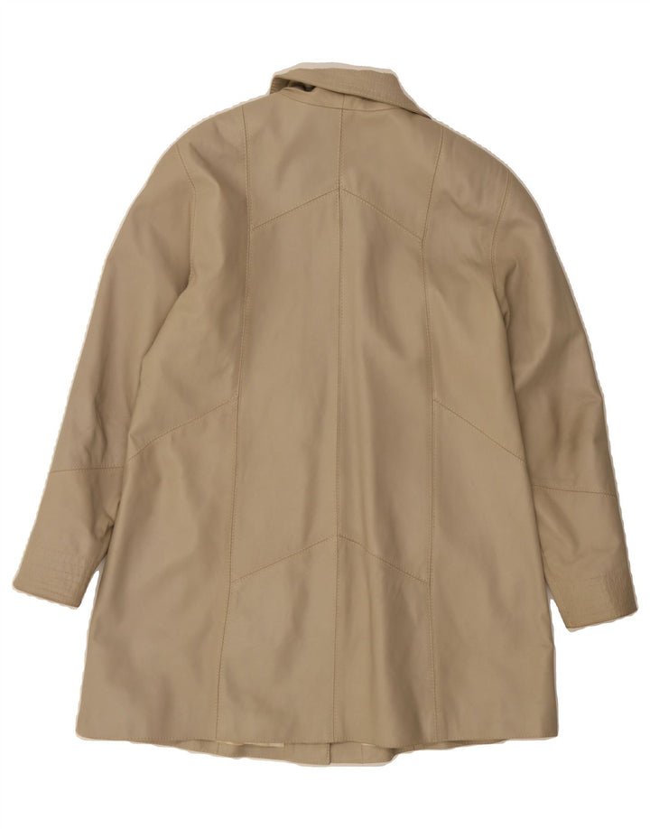 VINTAGE Womens Leather Coat UK 14 Medium Beige Leather Vintage Vintage and Second-Hand Vintage from Messina Hembry 