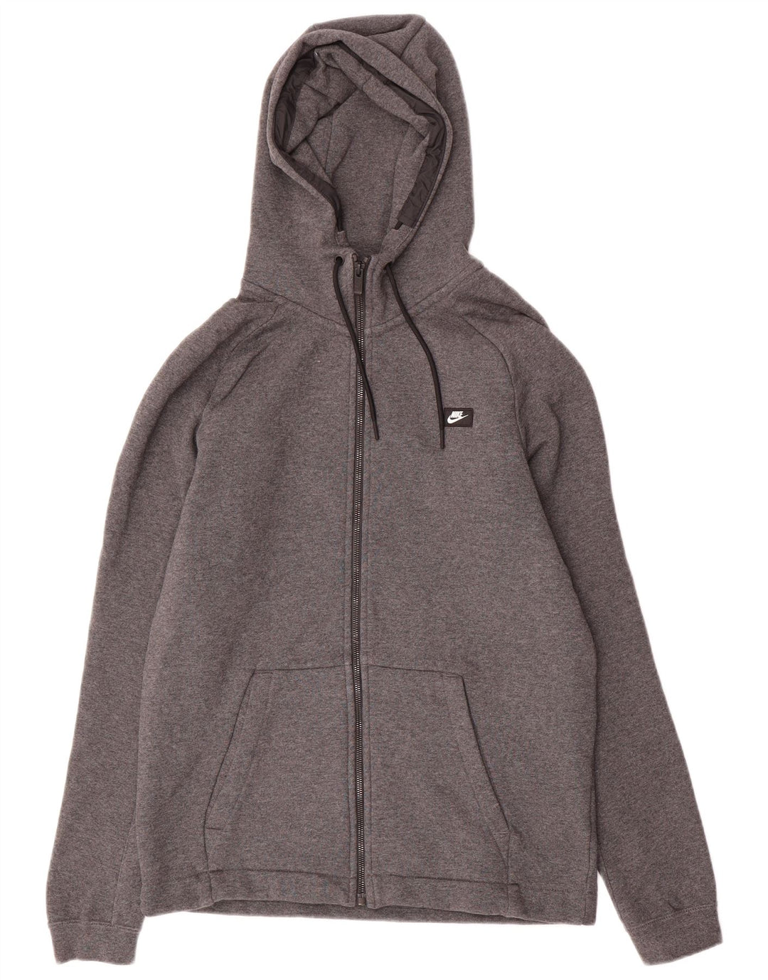NIKE Mens Zip Hoodie Sweater Medium Grey Cotton