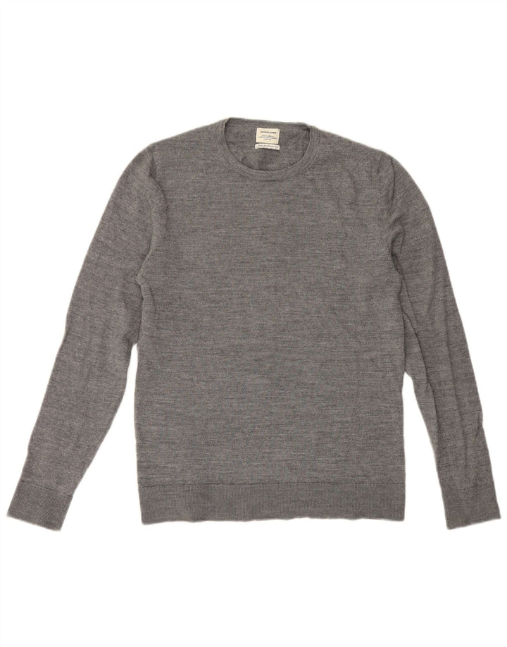 Pulover Jack & Jones pentru bărbați, cu gât crew, lână, gri mediu