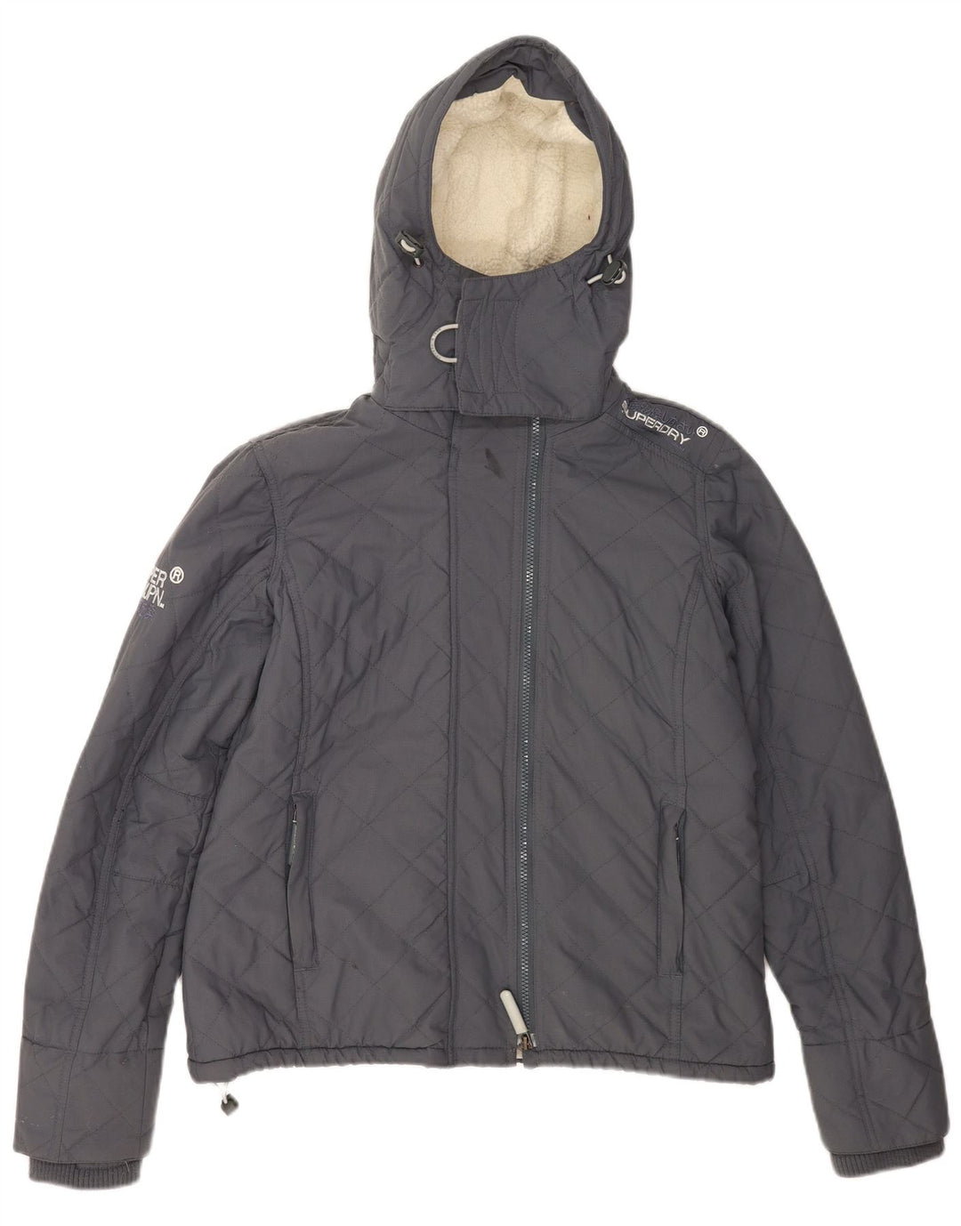 Jachetă Windbreaker cu glugă Superdry pentru femei UK 40, mare, gri