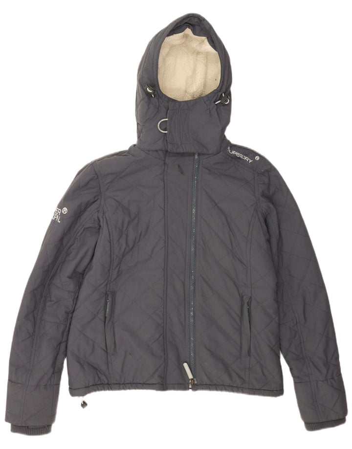 Jachetă Windbreaker cu glugă Superdry pentru femei UK 40, mare, gri