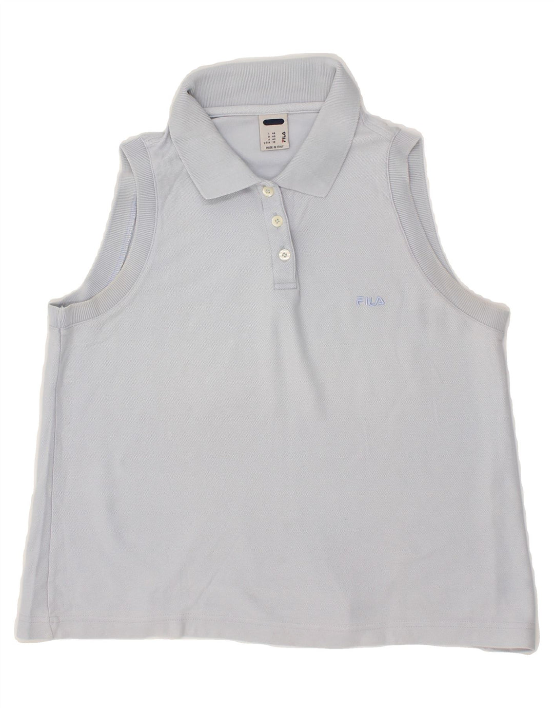 FILA Womens Sleeveless Polo Shirt IT 42 Medium Blue Cotton Vintage Fila and Second-Hand Fila from Messina Hembry 