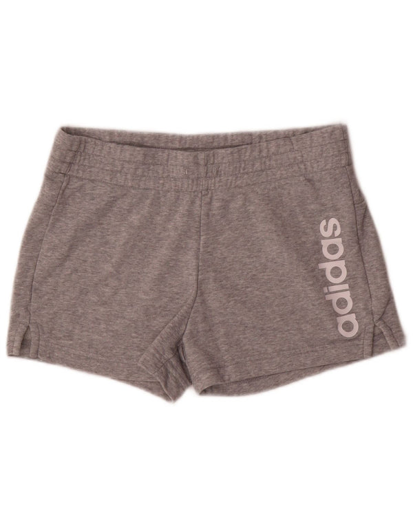 Pantaloni scurți sport grafic Adidas pentru femei UK 8/10, bumbac gri mic