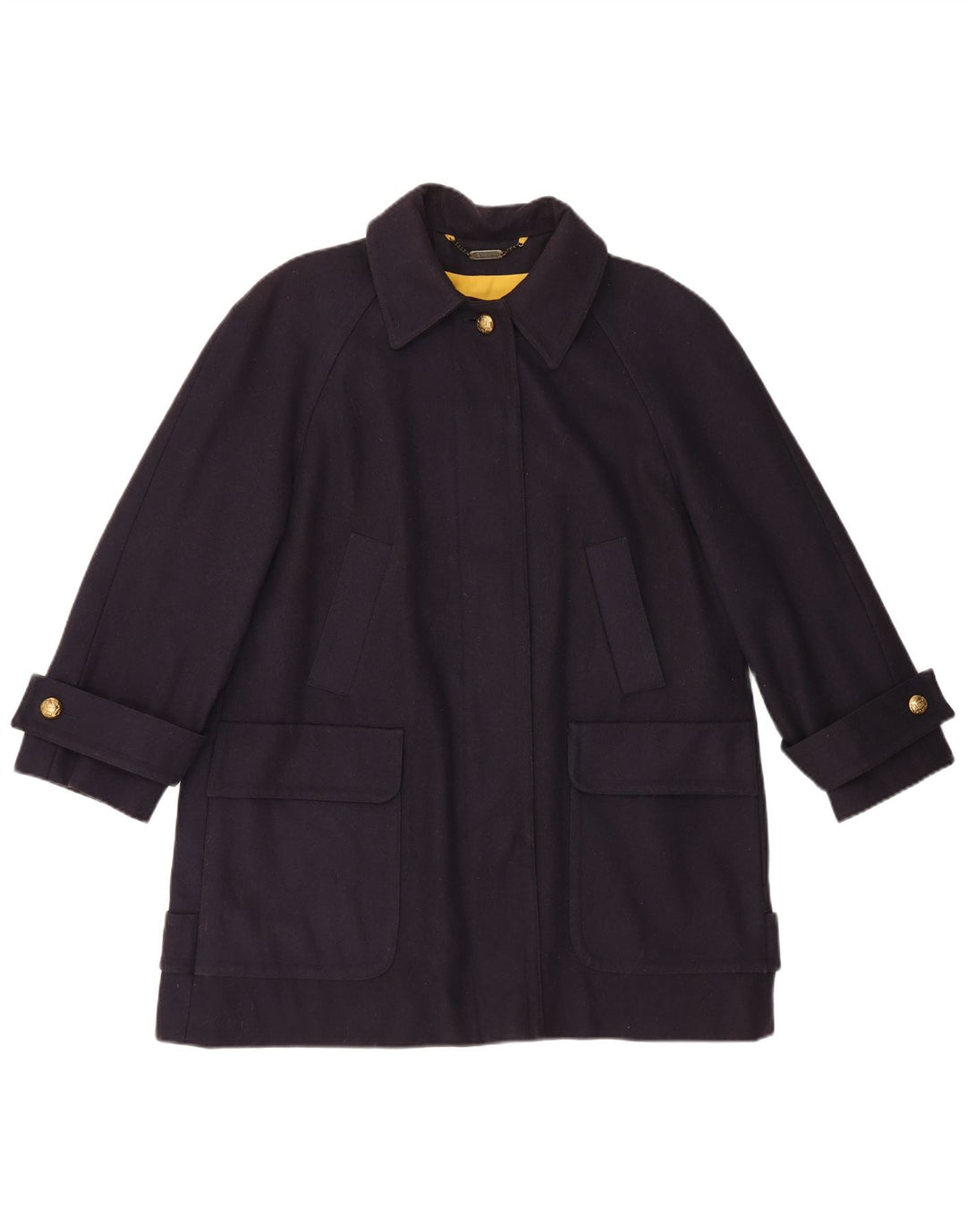 Aquascutum pardesiu supradimensionat pentru femei UK 16 mare lână bleumarin