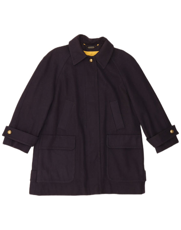 Aquascutum pardesiu supradimensionat pentru femei UK 16 mare lână bleumarin
