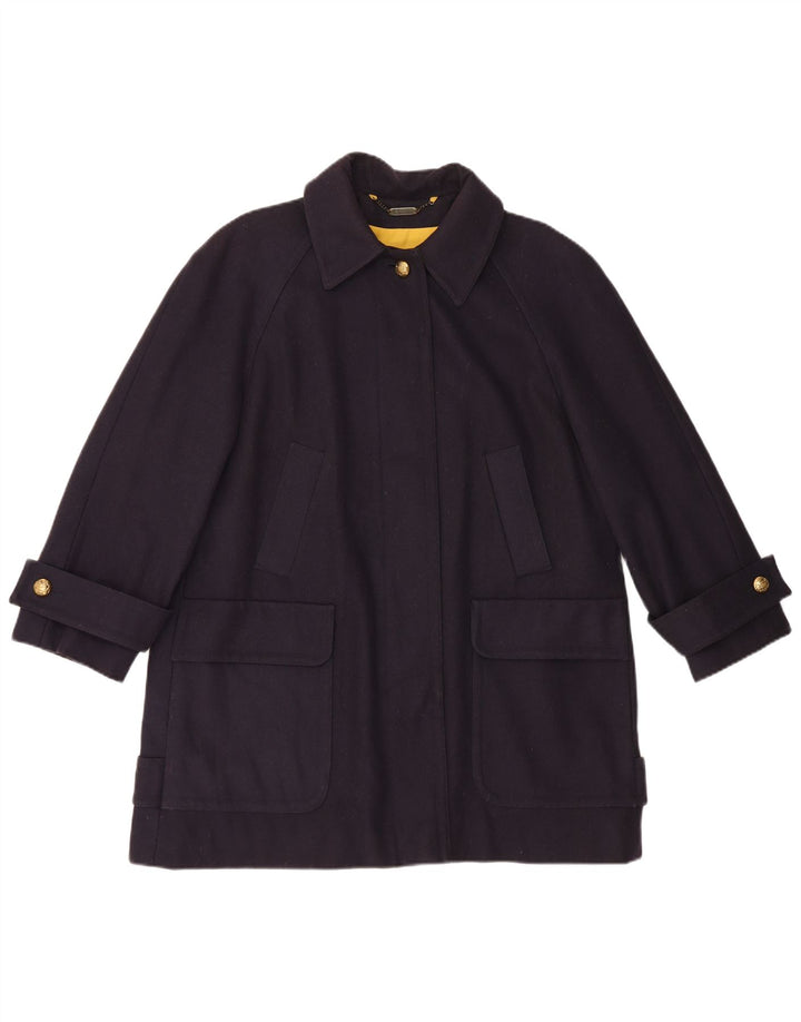 Aquascutum pardesiu supradimensionat pentru femei UK 16 mare lână bleumarin