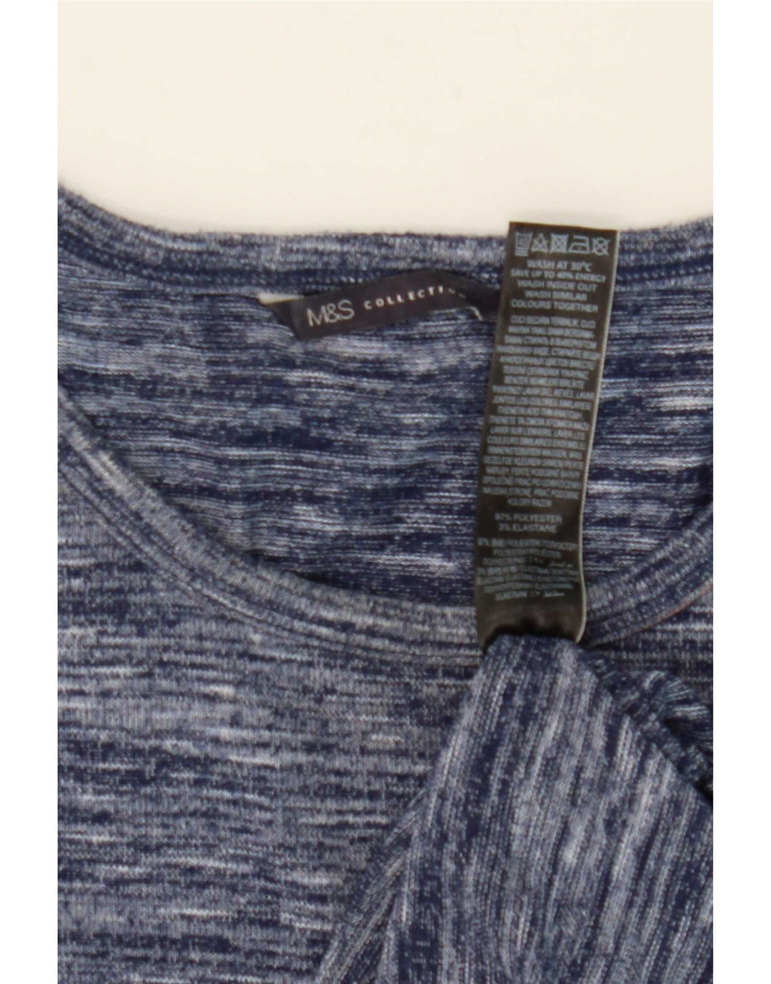 Marks & Spencer Top pentru femei cu mânecă lungă UK 12 Medium Blue Pete Polyester