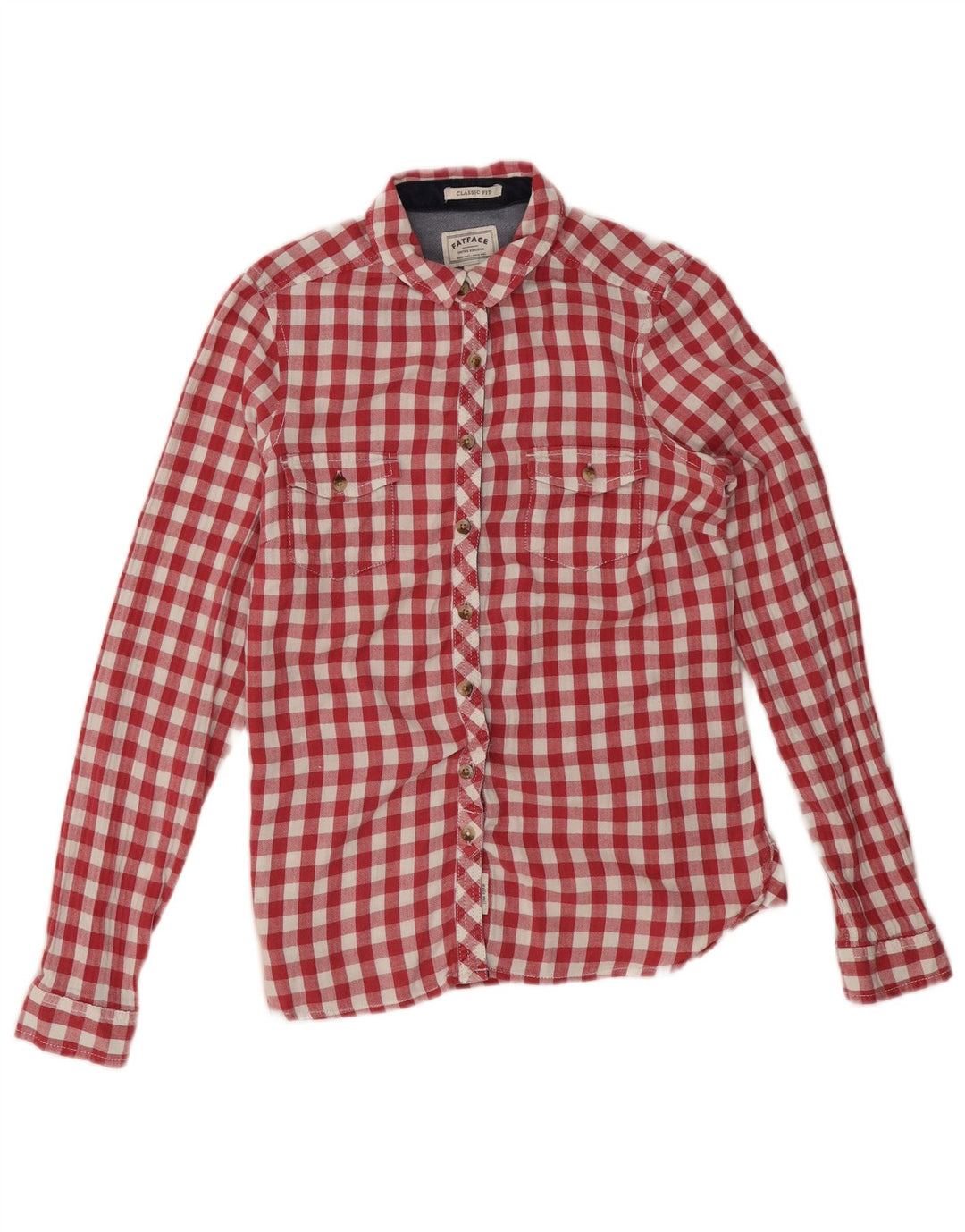 Cămașă de flanel pentru femei Fat Face, cu ajustare clasică, UK 12 Medium Red Gingham