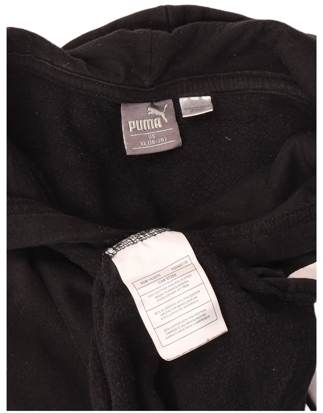 Pulover Puma pentru băieți cu glugă grafică 13-14 ani XL bumbac negru