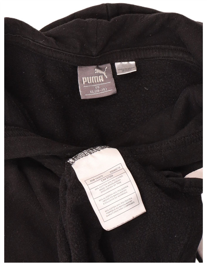 Pulover Puma pentru băieți cu glugă grafică 13-14 ani XL bumbac negru