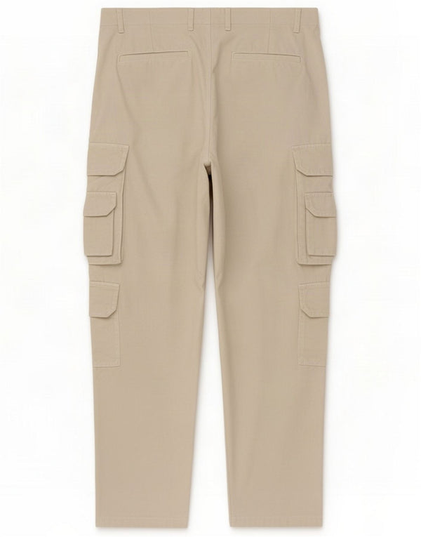 Zara Mens Straight Cargo Trousers EU 42 Large W32 L32 Beige Cotton