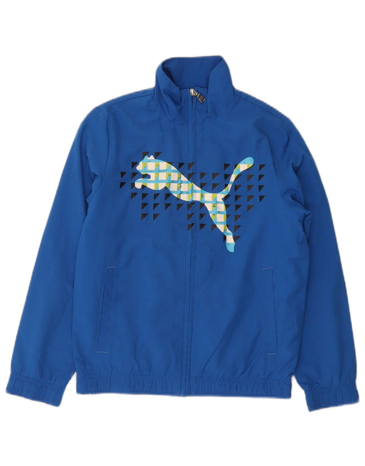 Jachetă de top pentru trening cu grafică Puma pentru băieți, 9-10 ani, poliester albastru